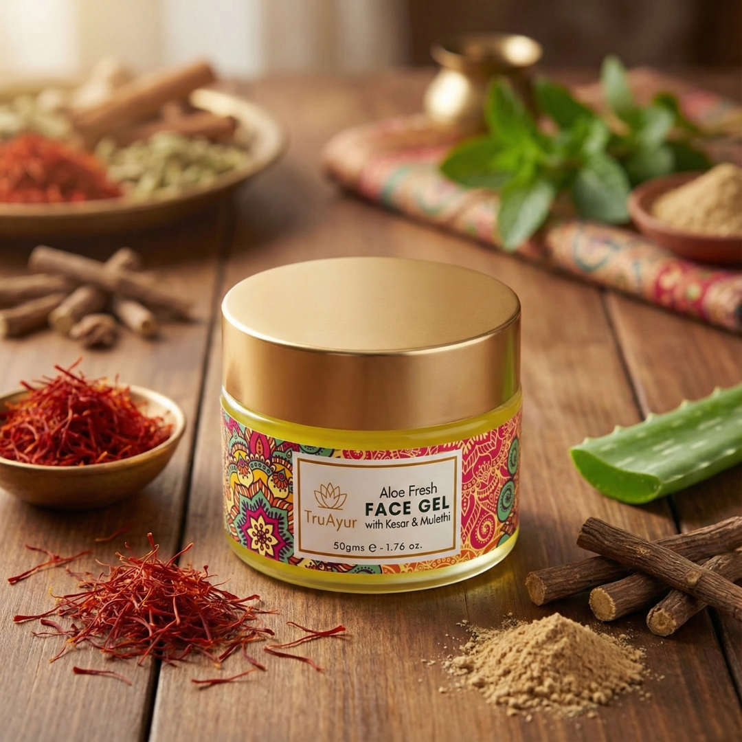 Aloe Fresh näogeel Kashmiri kesari ja Mulethiga särava jume ja sügava niisutuse saavutamiseks